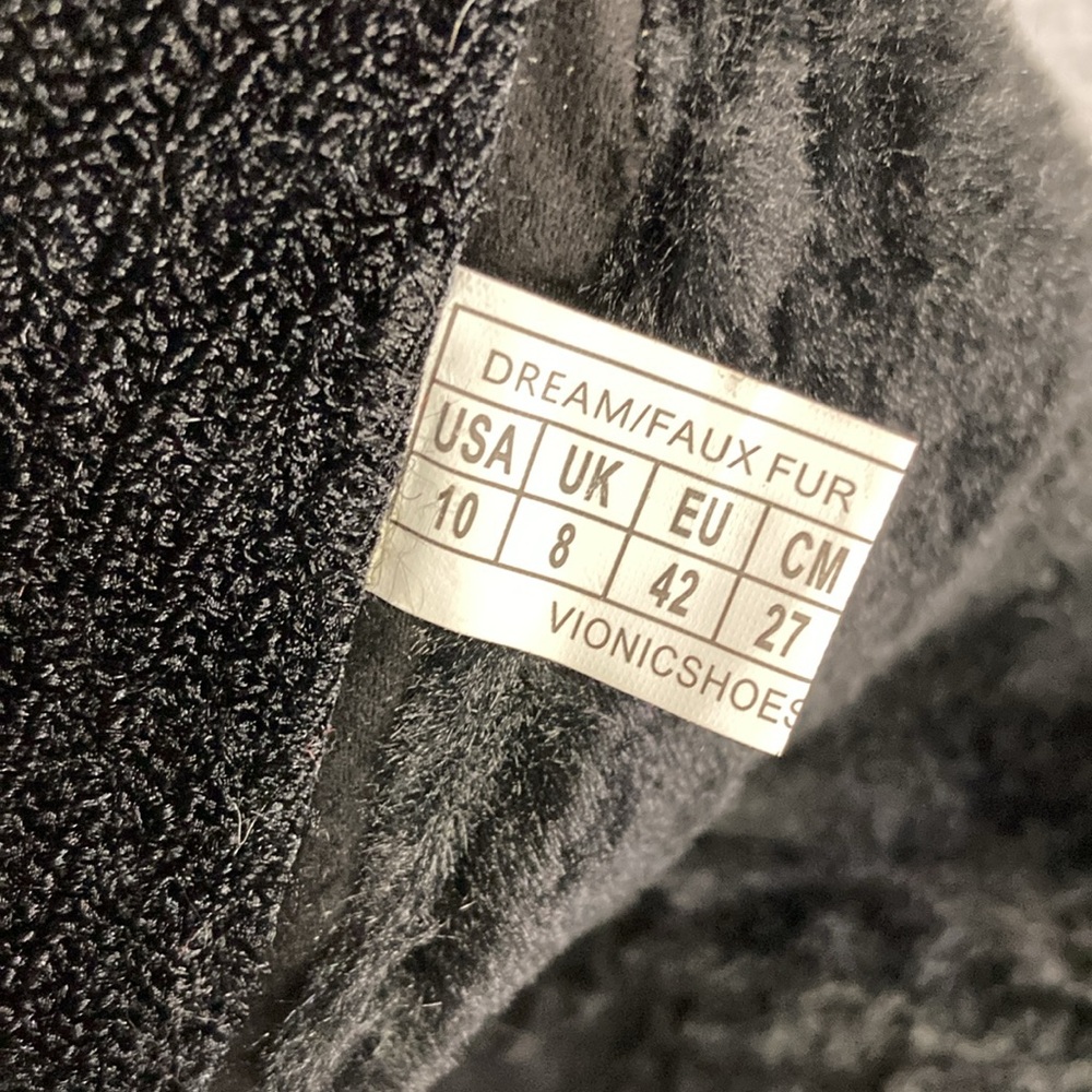 Vionic Black Furry Slides With Hook And Loop Clos… - image 6